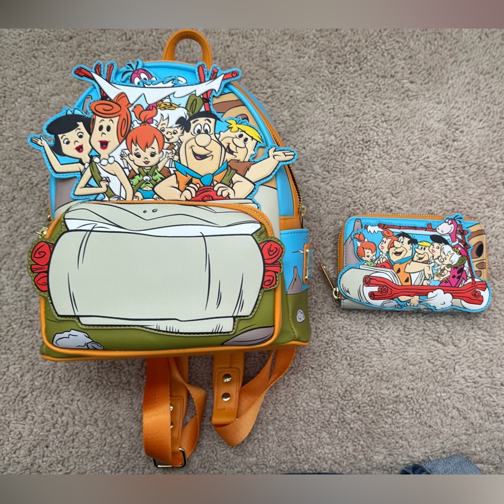 Rare Loungefly Flintstones Flintmobile Mini Backpack With Wallet
